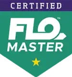 A green badge with a yellow star and the words Certified FLO Master in white text.