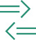 Two green arrows: one pointing right with lines on the left, and one pointing left with lines on the right, indicating a bidirectional or exchange concept.