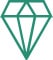 Green line drawing of a geometric diamond shape on a white background.