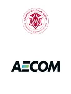 Carnegie Mellon University seal above the AECOM company logo, both centered on a white background.